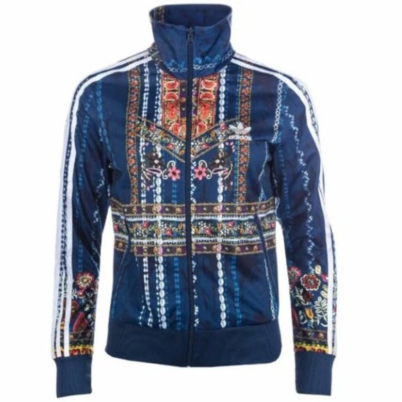 Adidas Originals Cirandeira Firebird Track Jacket Blue Floral Size Small - Picture 2 of 6